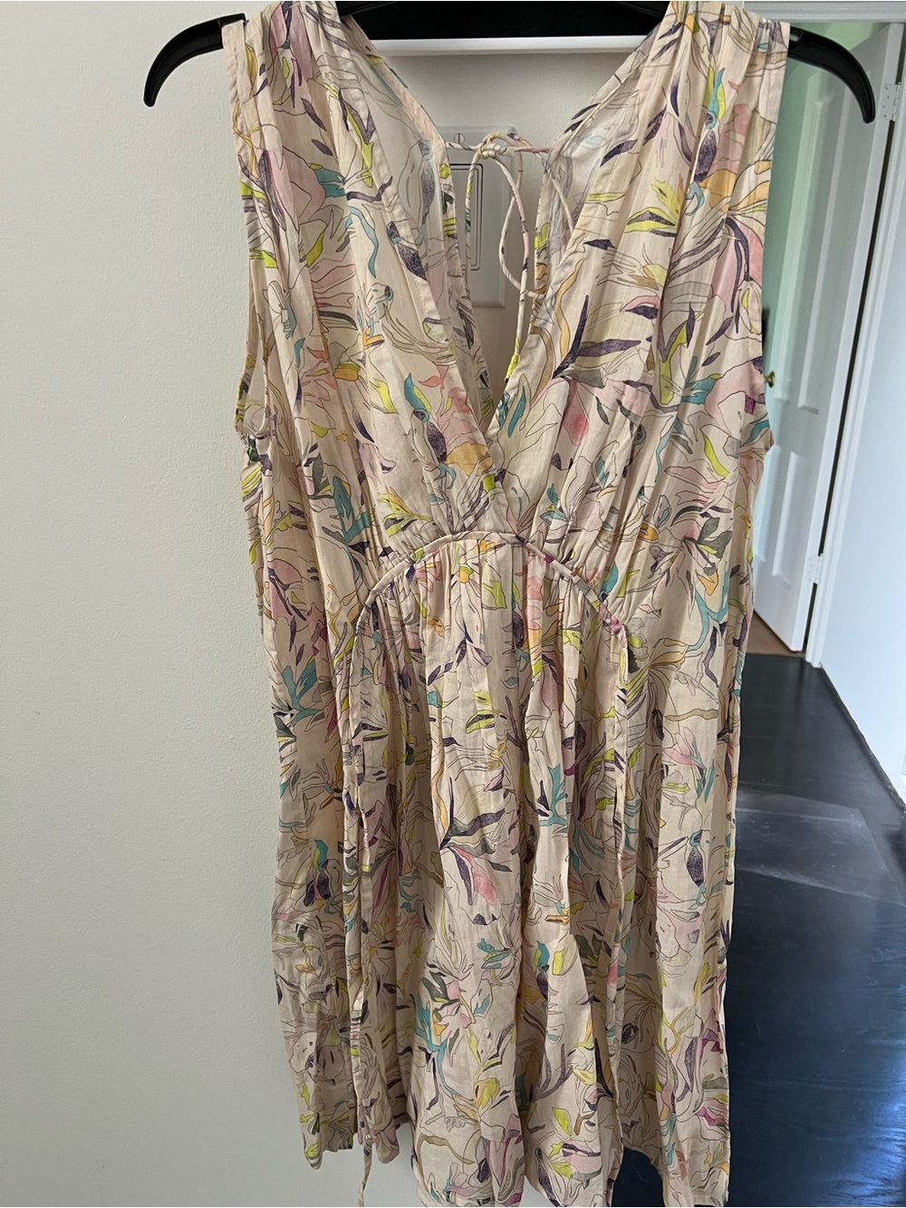 Mariacher Sleeveless Floral V-Neck Beige Dress